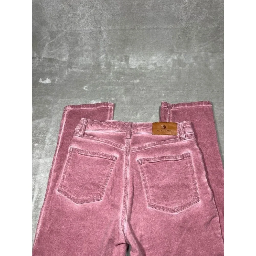 Ralph Lauren Straight Ankle Jean Women Size 2 Pink High Rise Slim